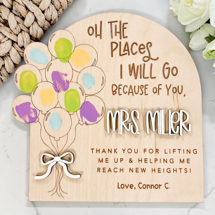 Personalized Teacher Appreciation Gift: Ballon Fingerprint Sign