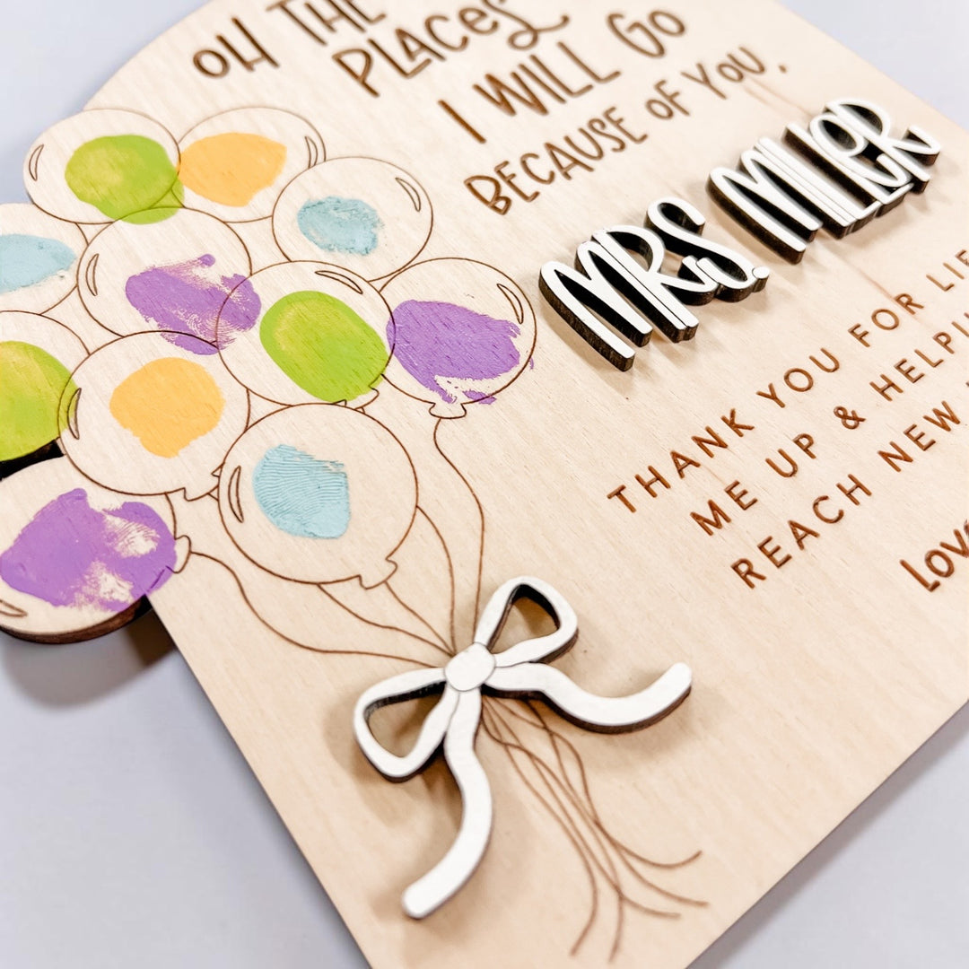 Personalized Teacher Appreciation Gift: Ballon Fingerprint Sign