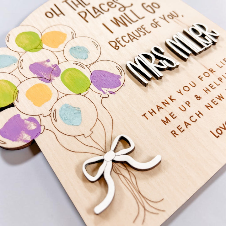 Personalized Teacher Appreciation Gift: Ballon Fingerprint Sign
