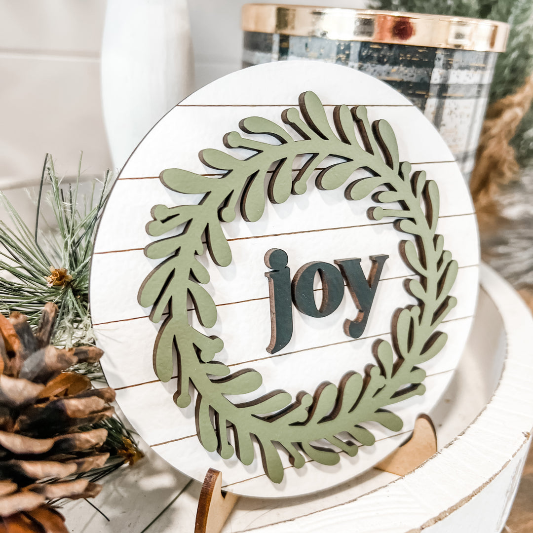 Neutral Christmas Tiered Tray Decor