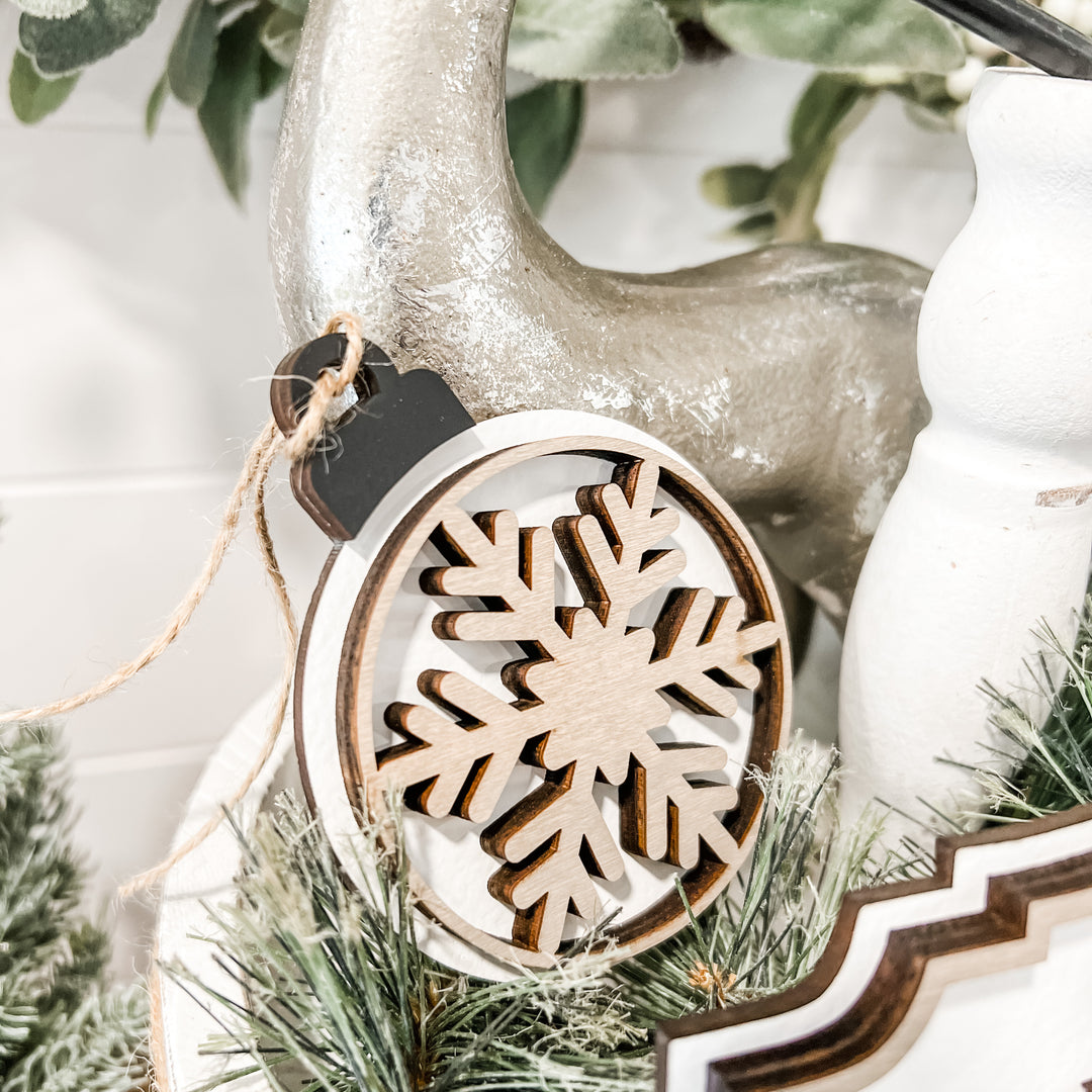 Neutral Christmas Tiered Tray Decor