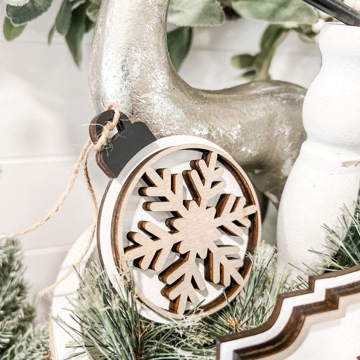 Neutral Christmas Tiered Tray Decor