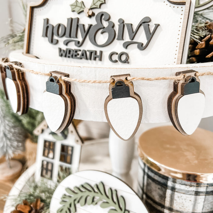 Neutral Christmas Tiered Tray Decor