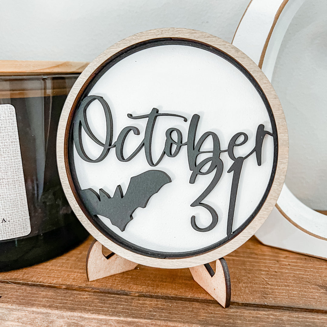 Neutral Halloween Tiered Tray Decor