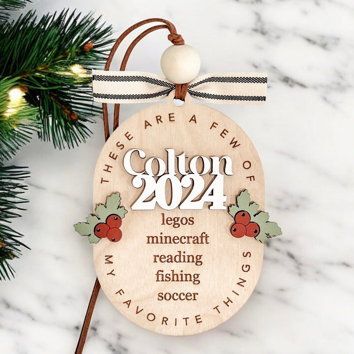 Personalized Favorite Things Ornament: Kids Christmas Keepsake