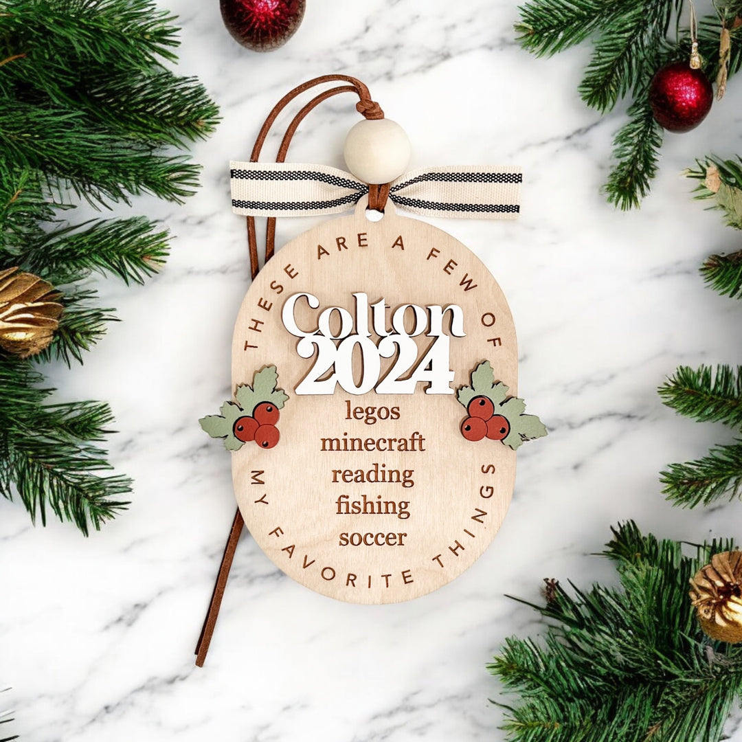 Personalized Favorite Things Ornament: Kids Christmas Keepsake