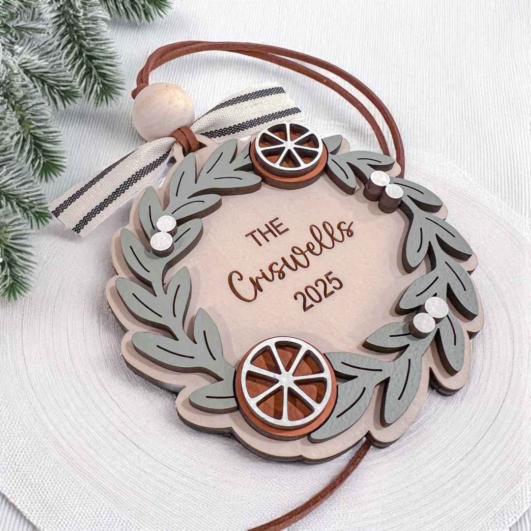 Personalized Family Wreath Ornament