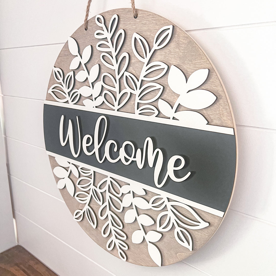 Neutral welcome front door hanger