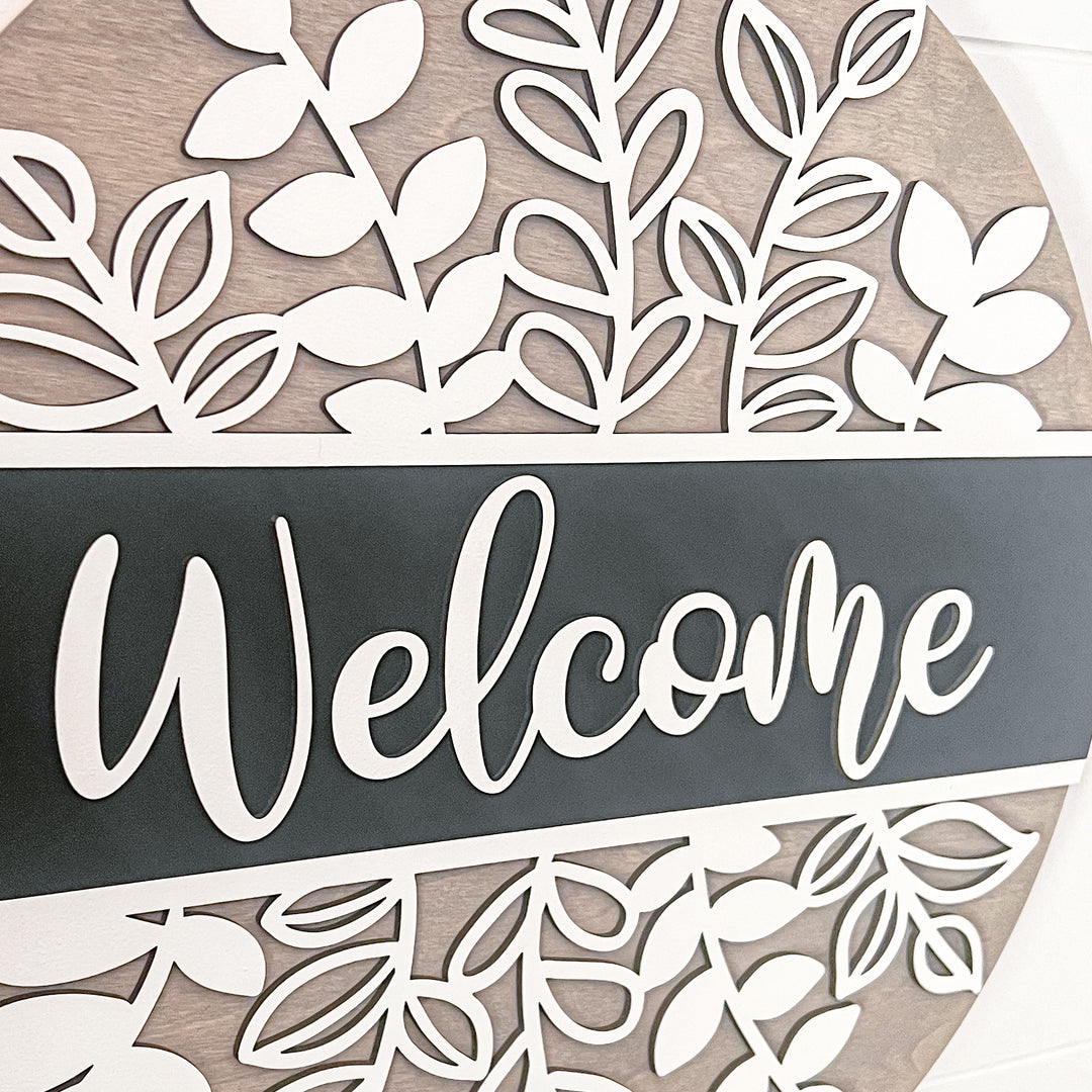 Neutral welcome front door hanger