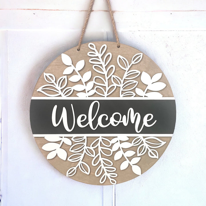 Neutral welcome front door hanger