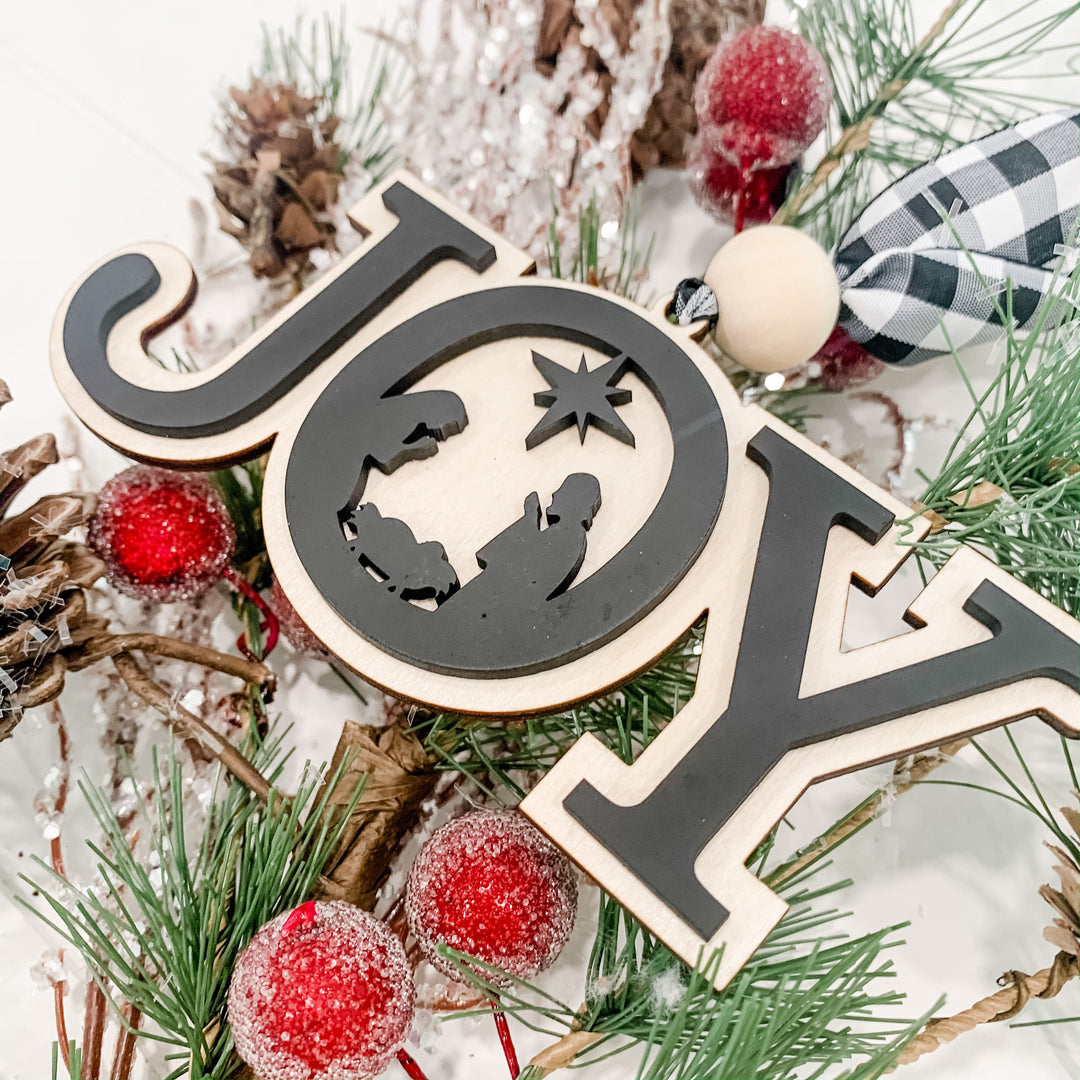 Joy Wood Christmas Ornament