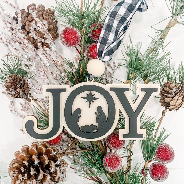 Joy Wood Christmas Ornament