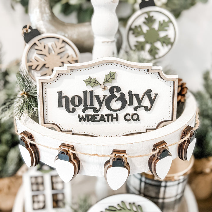 Neutral Christmas Tiered Tray Decor