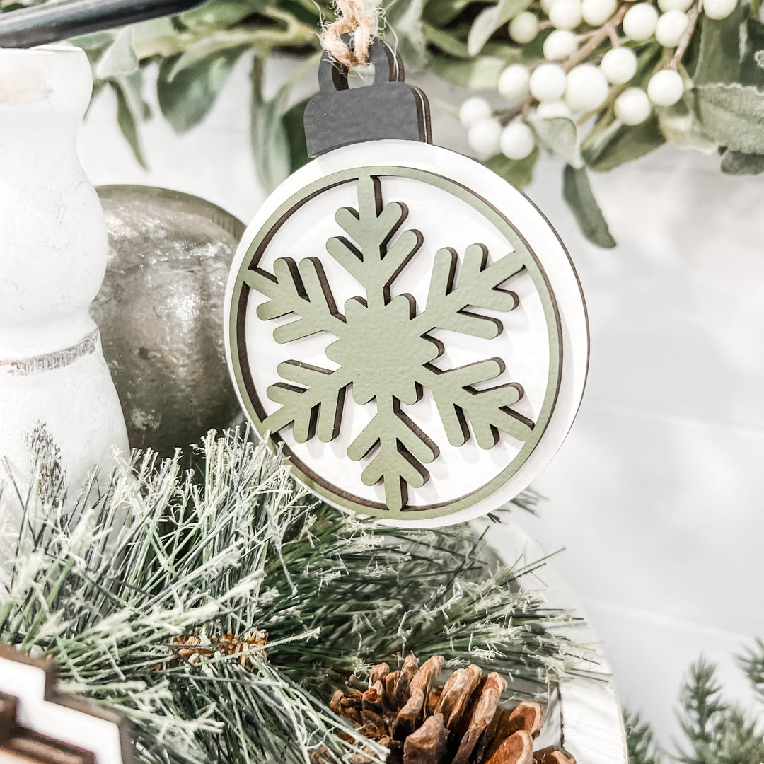 Neutral Christmas Tiered Tray Decor