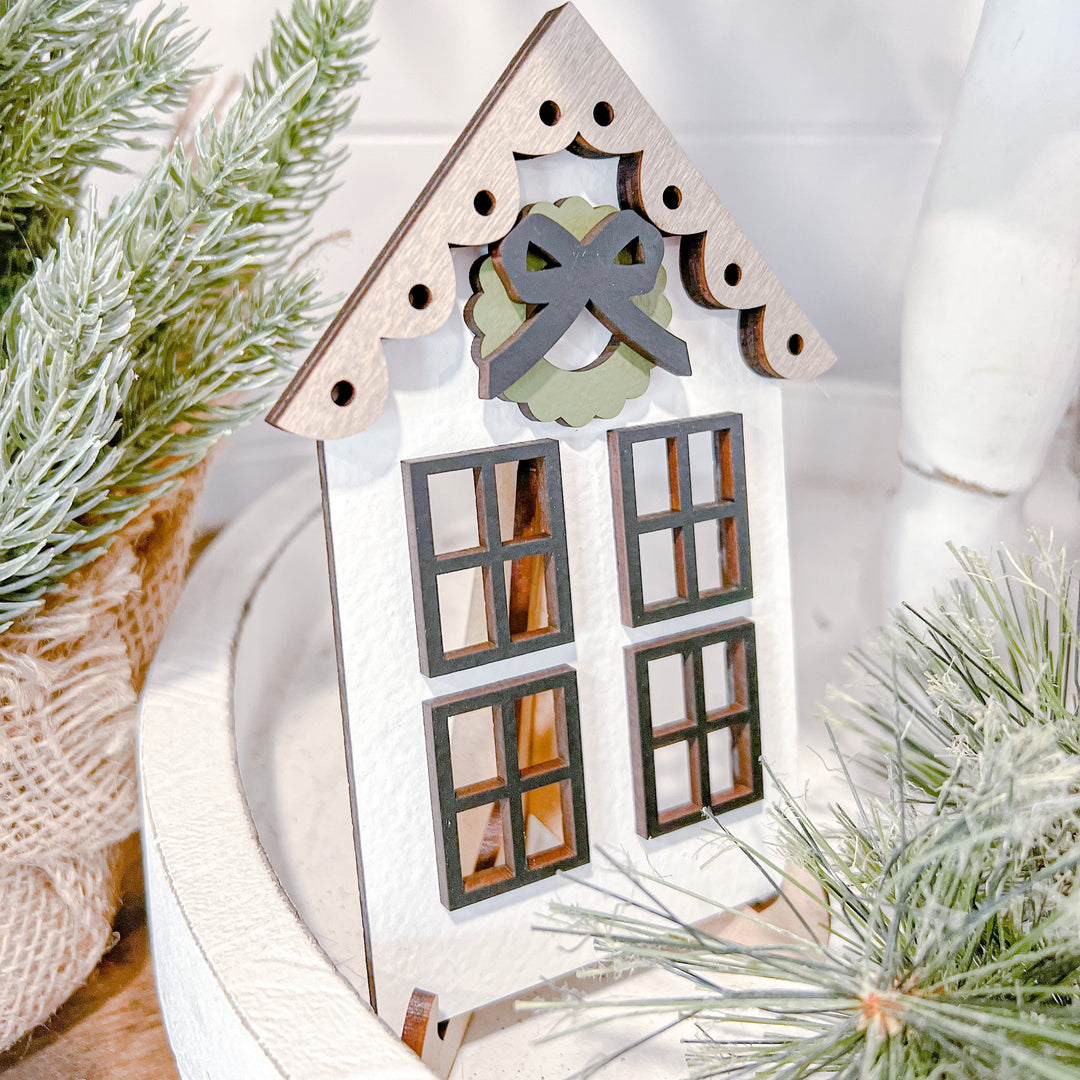 Neutral Christmas Tiered Tray Decor