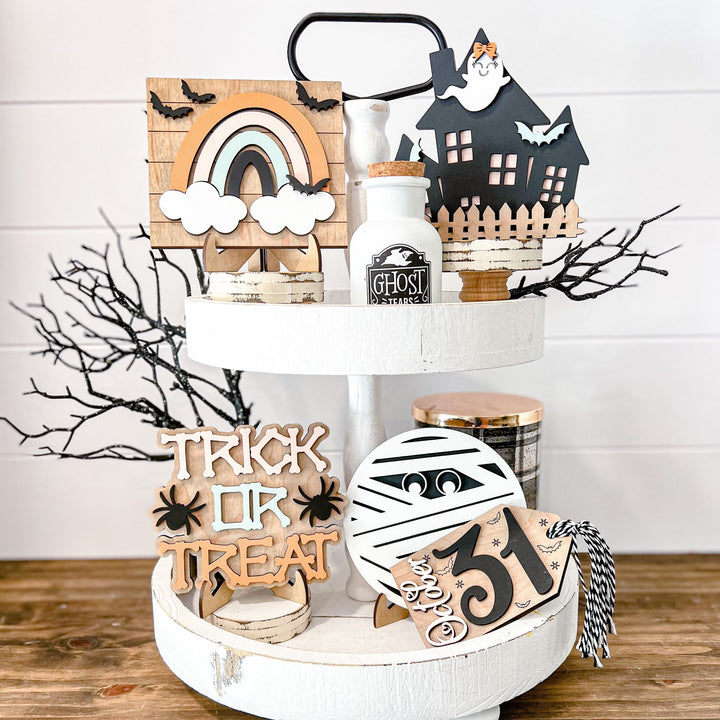 Retro Halloween Tiered Tray Decor